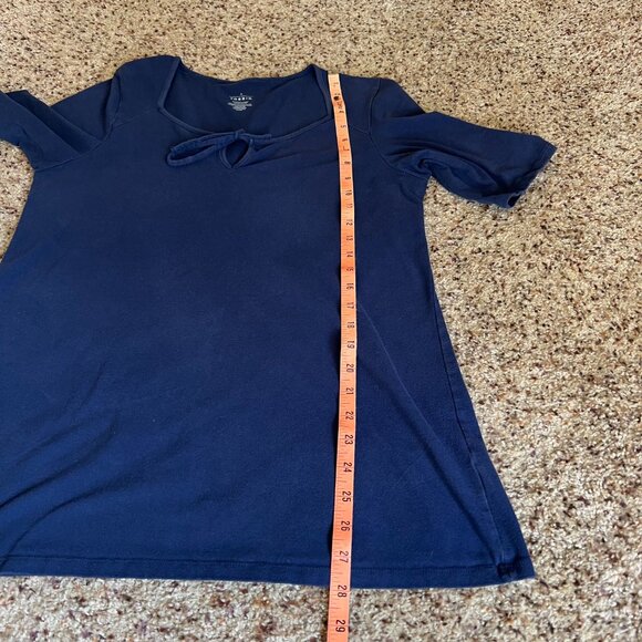 Torrid Navy Blue Short Sleeve Tee with Tie Neckline. Size 2 - Picture 4 of 7
